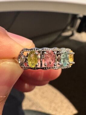 Tourmaline Gemstone Silver plated ring